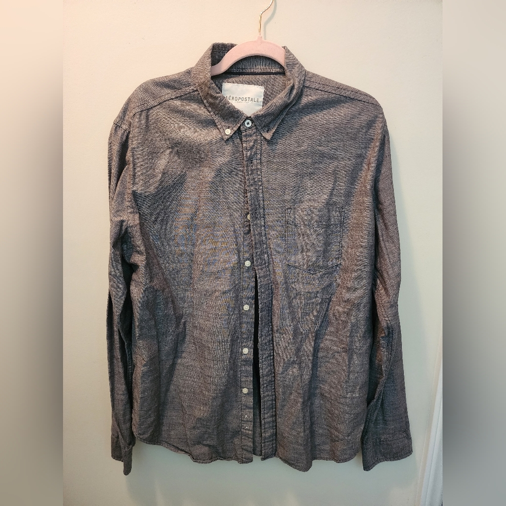 Aeropostale Men's Gray Button-Up Shirt